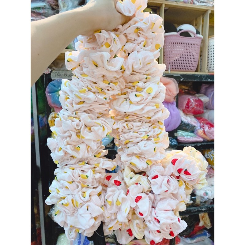 Dây cột tóc cỡ lớn in họa tiết trái cây nhiều màu đẹp thời trang dành cho nữ