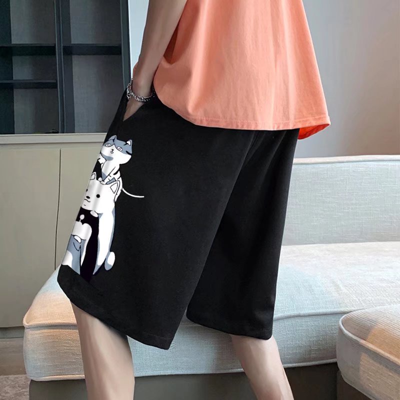Quần ngắn ống rộng Họa Tiết Mèo May Mắn size M-8XL Phong Cách Hàn Quốc Cho Nam