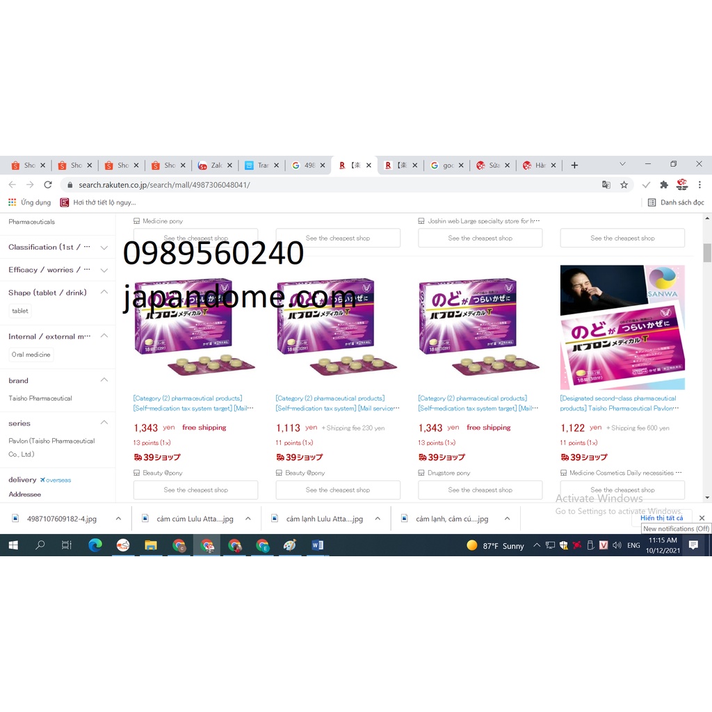 Thuốc cảm cúm Nhật nội địa Taisho Pabron