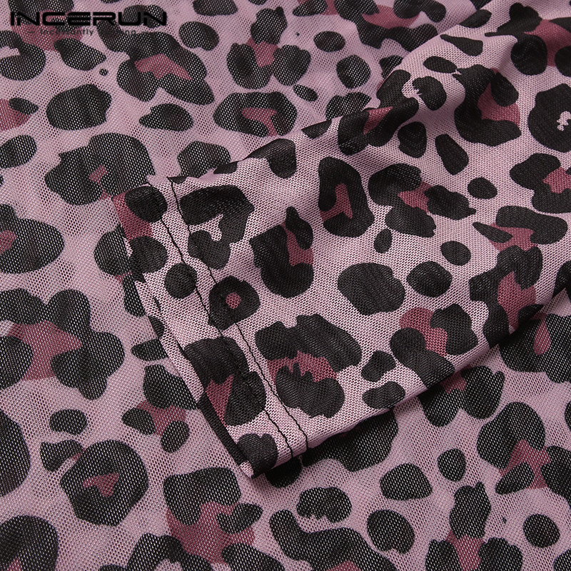 Áo Thun INCERUN Tay Dài Họa Tiết Da Báo Dành Cho Nam | BigBuy360 - bigbuy360.vn