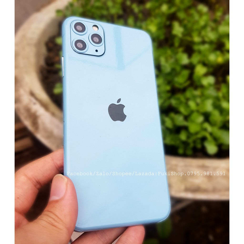 [IPHONE]Tấm Dán Skin Glossy Light Blue Xanh FULL VIỀN Cho 5 6 7 8 6plus 7plus 8plus X XS XR XSMAX 11 PRO MAX 12 PRO MAX