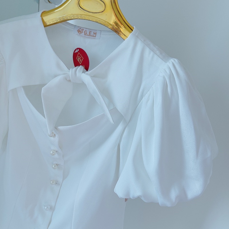 Áo kiểu G474 cổ nơ cách điệu siêu xinh kiểu dáng lạ khó đụng hàng - GEM Fashion