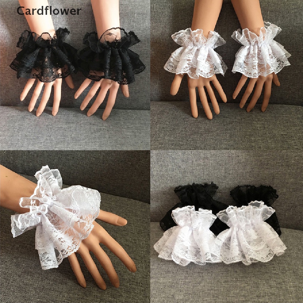 Găng Tay Ren Hoa Ngắn Co Giãn Phối Bèo Màu Đen Thanh Lịch Cho Nữ Dịp Halloween