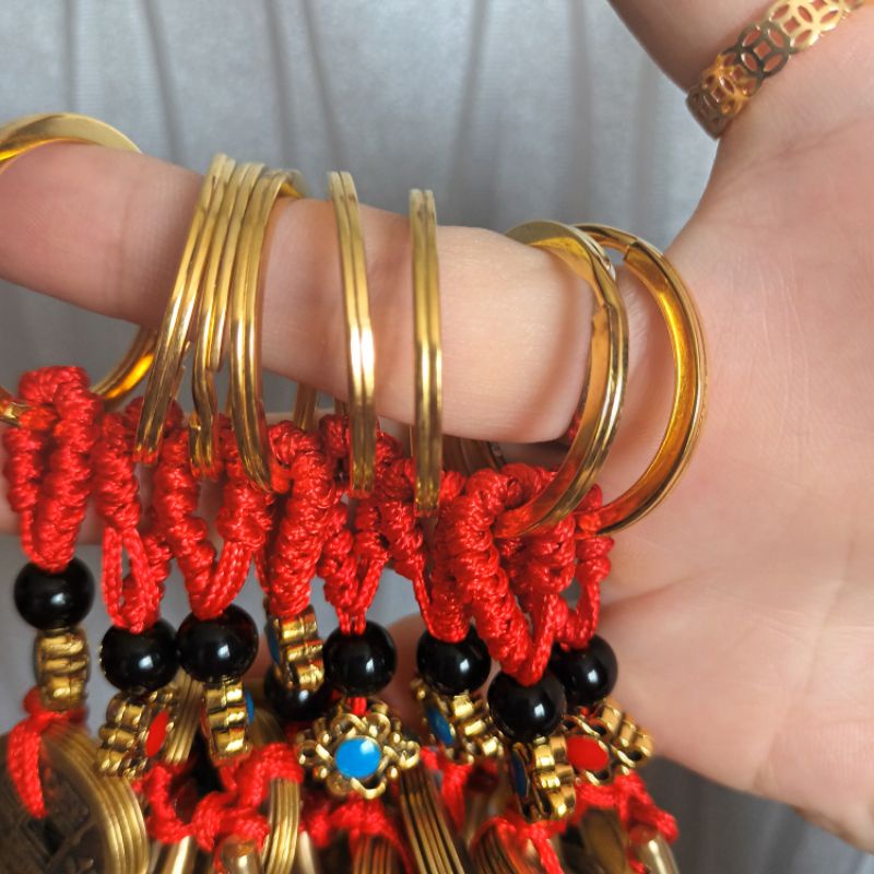 Móc khóa đồng bầu hồ lô đồng xu phong thủy may mắn tài lộc