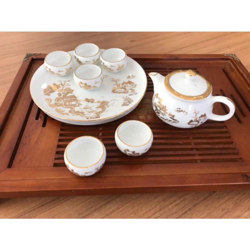 Ấm chén bát tràng - bộ ấm chum và bộ vẽ làng quê việt - gốm sứ bát tràng