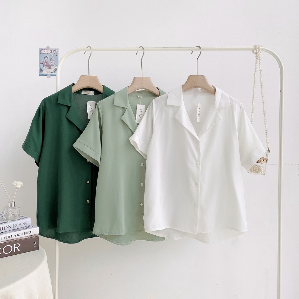 Áo sơ mi lụa ngắn tay cổ vest LYRA thiết kế trang nhã, mặc hè thoải mái - VSYAS0090