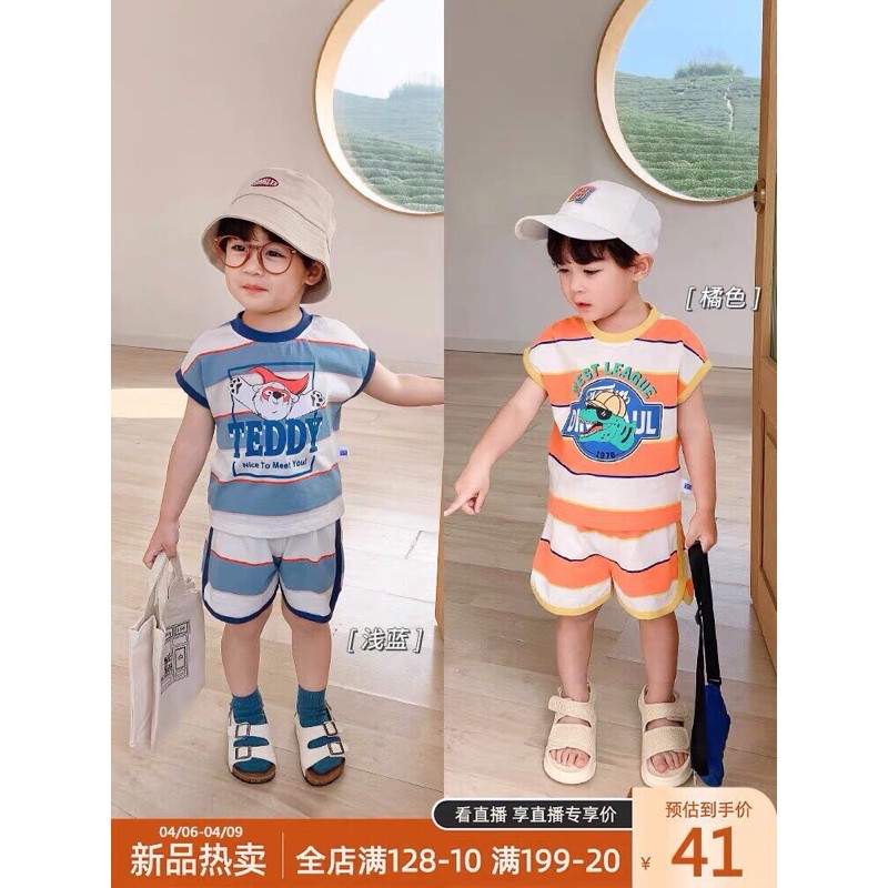 Đồ Bộ Cho Bé,Bộ Kẻ Cộc Tay Cotton 100% Hoạ Tiết Động Vật Siêu Đáng Yêu Cho Bé - Đủ Size Từ 6 - 16KG