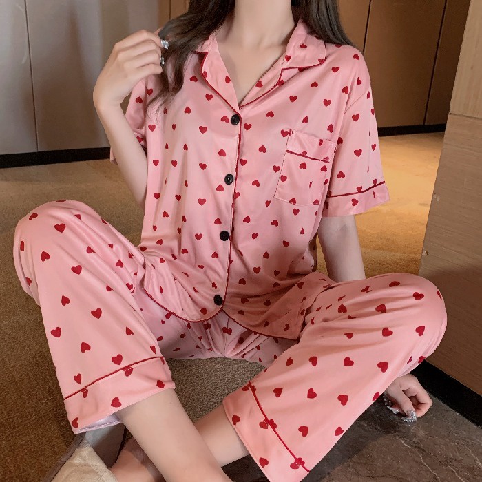 Bộ Đồ Ngủ Tay Ngắn Chất Cotton Họa Tiết Da Báo Thời Trang Xinh Xắn Cho Nữ