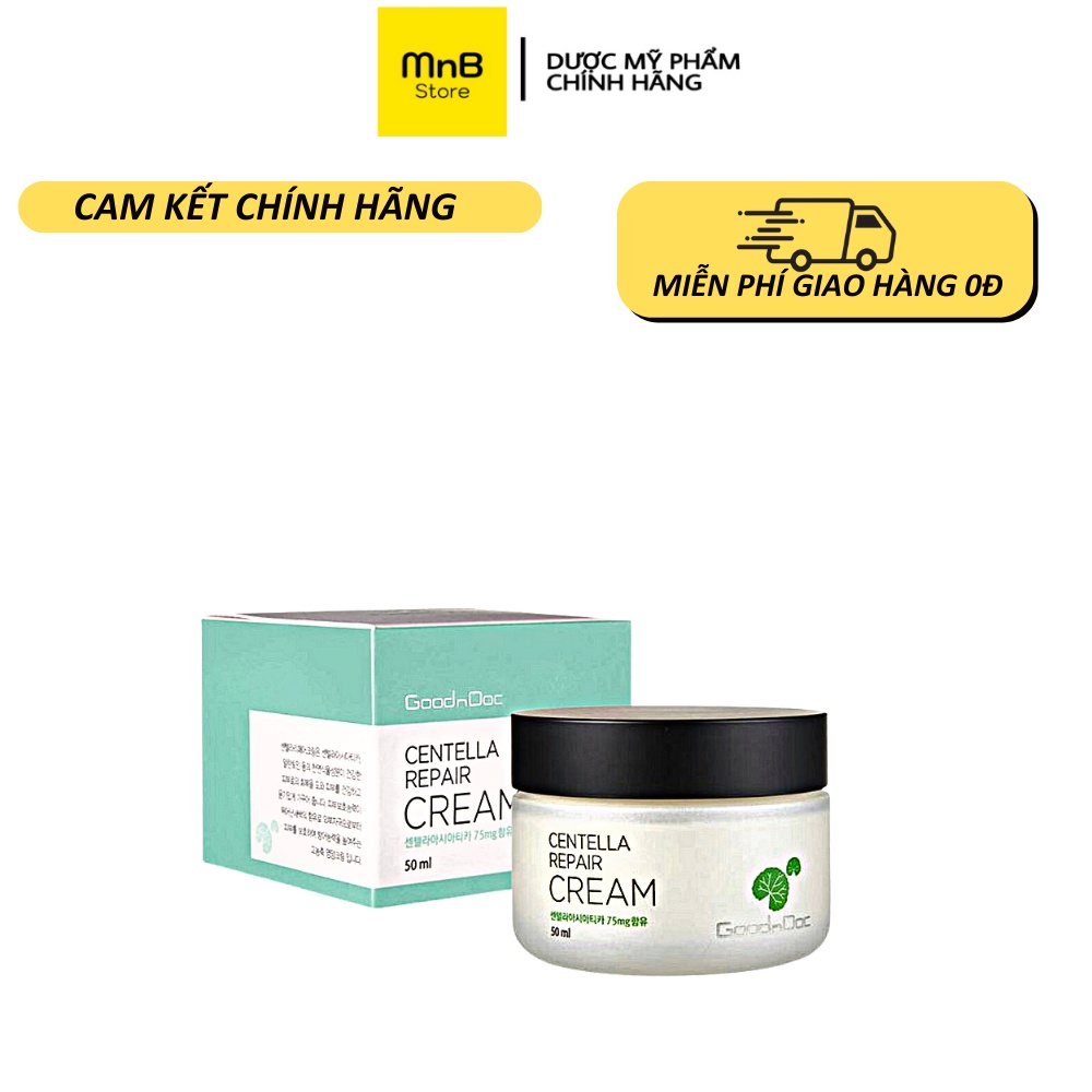 kem dưỡng ẩm phục hồi làm sáng da rau má Goodndoc Centella Repair Cream hàn quốc 50ml