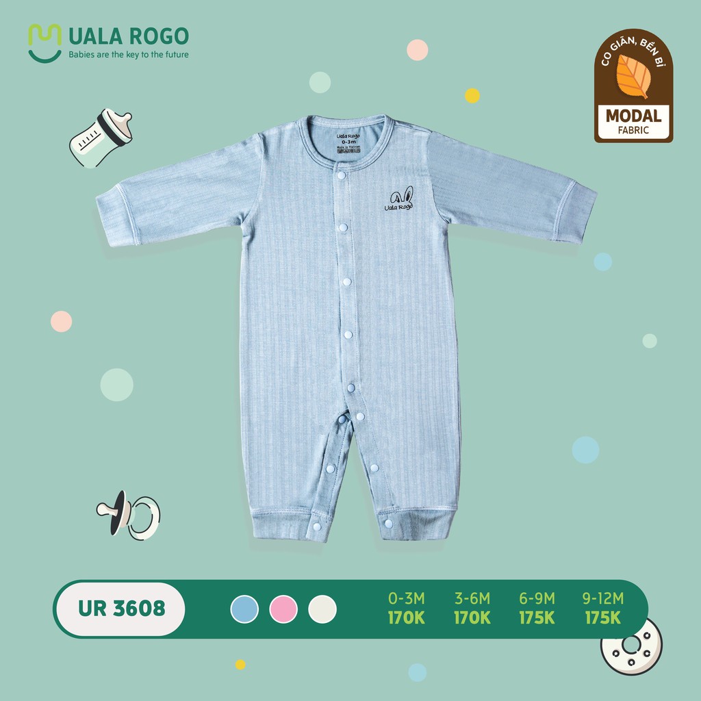 UR3608 Body dài tay Uala Rogo cài giữa chất sợi sồi Modal