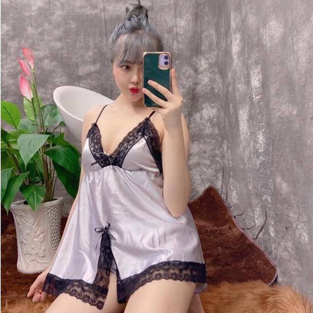 Đồ ngủ sexy 🎀FREE SHIP🎀đồ ngủ sexy phi lụa có mút ngực<60kg