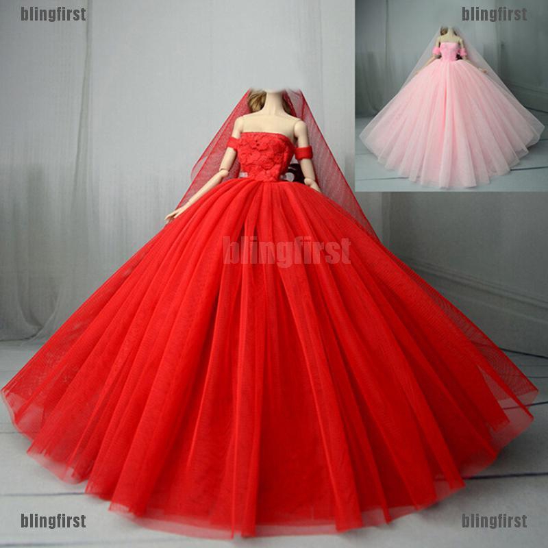 Bộ váy cưới với băng đô xinh xắn cho búp bê 11