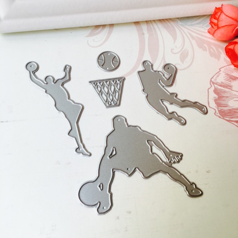 Khuôn Cắt Giấy Làm Từ Kim Loại Hình Đội Bóng Rổ Trang Trí Scrapbook