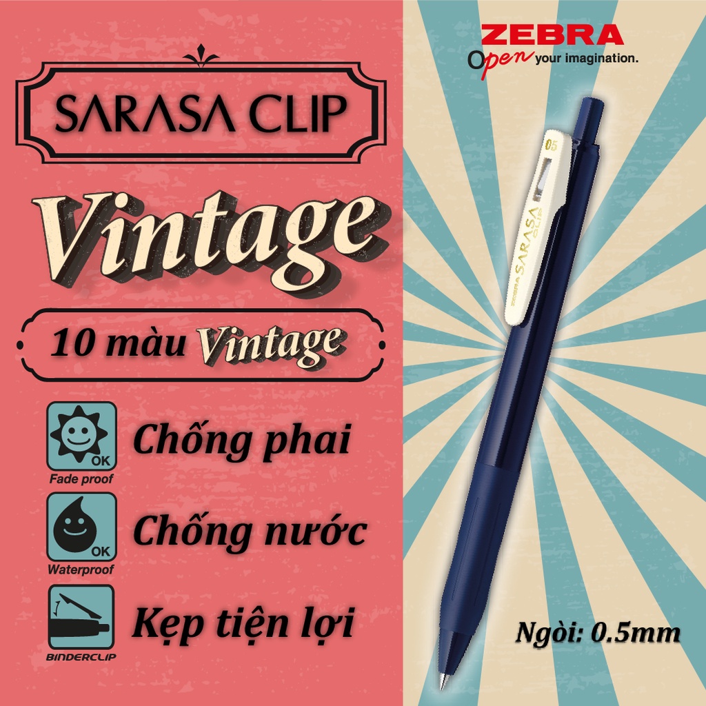 Viết Gel Sarasa Clip Vintage 0.5mm - Zebra Nhật Bản [Chính hãng]