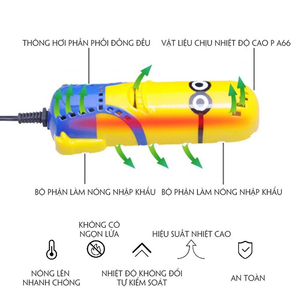 Máy sấy giày 💓FREESHIP💓 Máy sấy giày khử mùi tiện lợi nhỏ gọn, sấy khô nhanh, phát ra tia cực tím diệt khuẩn 4013
