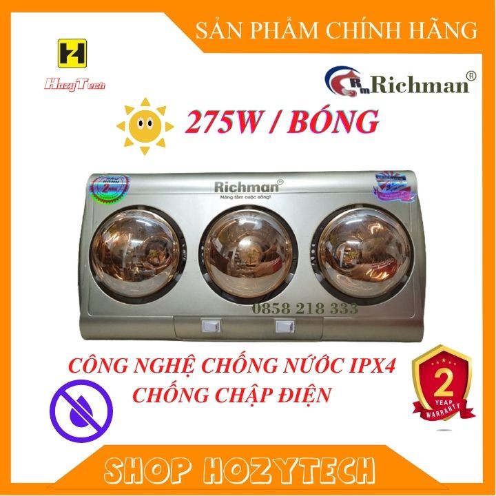 Đèn sưởi nhà tắm 2-3 bóng hồng ngoại dây chống cháy - bảo hành 2 năm