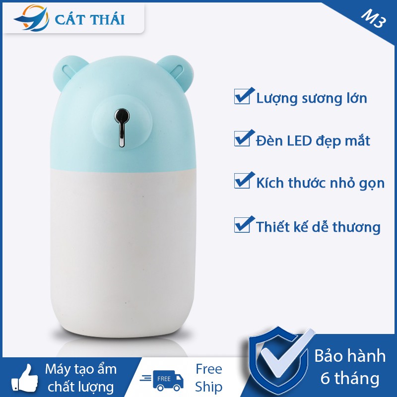 Máy tạo ẩm nhỏ gọn Cát Thái M3 giữ ẩm cho da âm thanh nhỏ yên tĩnh dung tích 280ml có đèn LED huyền ảo lượng sương lớn