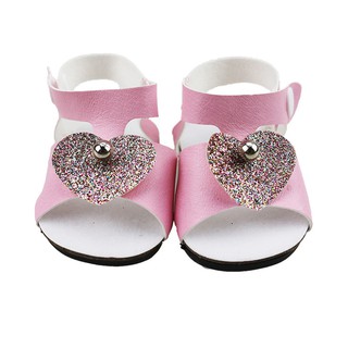 MUL❤ Kids Girls Flowers PU Shoes Pink Dolls Sandals For 18 Inch American