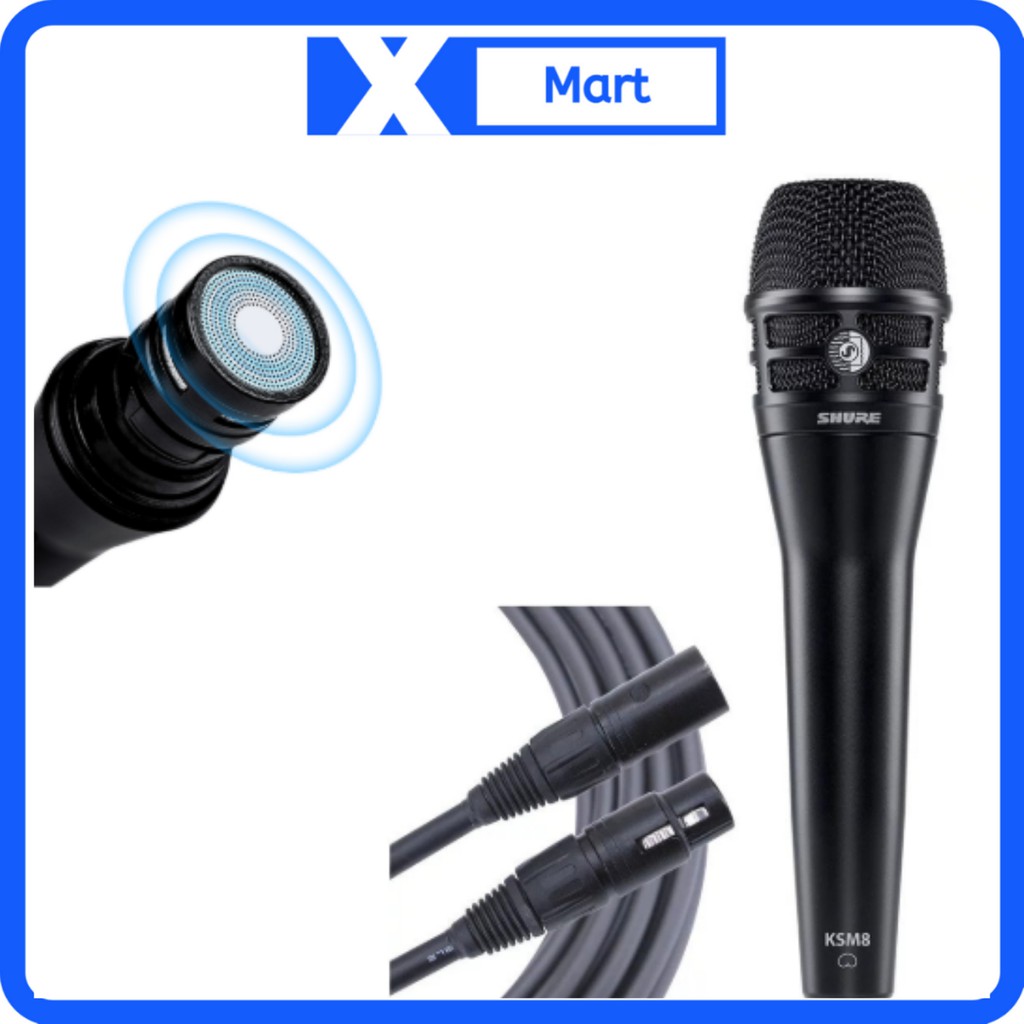 Micro karaoke có dây Shure KSM8 cao cấp - Micro có dây hát karaoke chống hú lọc âm tốt