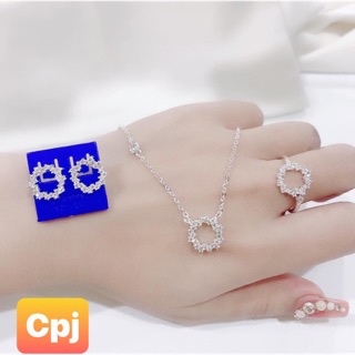 Bông Tai-Dây Chuyền-Nhẫn-Bộ Trang Sức Bạc Huyền Thoại Biển Xanh XƯỞNG BẠC PHƯƠNG CẢNH CPJ