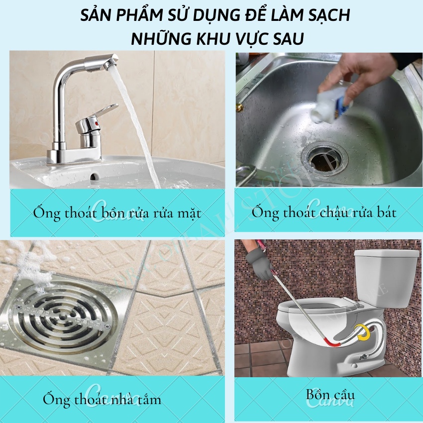 Bột thông cống làm sạch đường ống, cống thoát, chậu rửa, Lavabo, lồng máy giặt, thông bồn cầu DrC - Beeasy 100 gam
