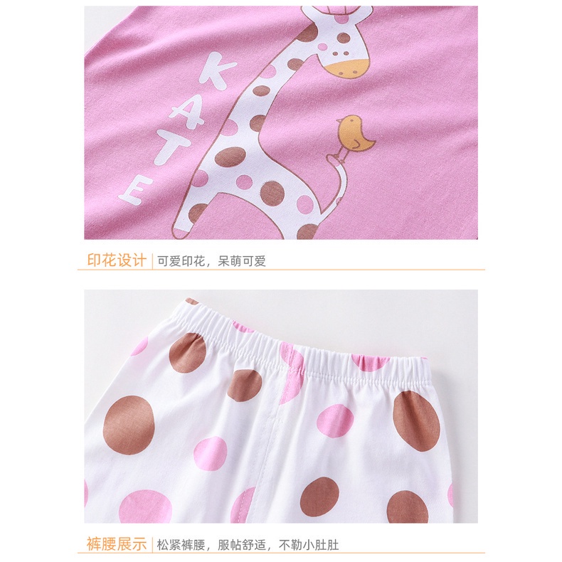 Bộ áo thun bằng cotton ngắn tay + quần short phong cách Hàn Quốc thời trang mùa hè cho bé