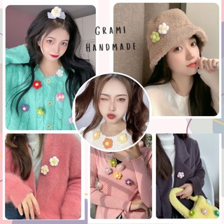 Hoa len gắn áo (có pin cài) trang trí cặp, balo