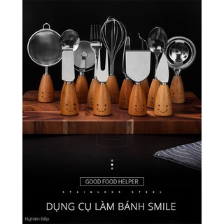 [COMBO 13 MÓN] BỘ DỤNG CỤ NHÀ BẾP SLIME VỚI TAY CẦM BẰNG GỖ VÀ BẠC 304 PHONG CÁCH TỐI GIẢN