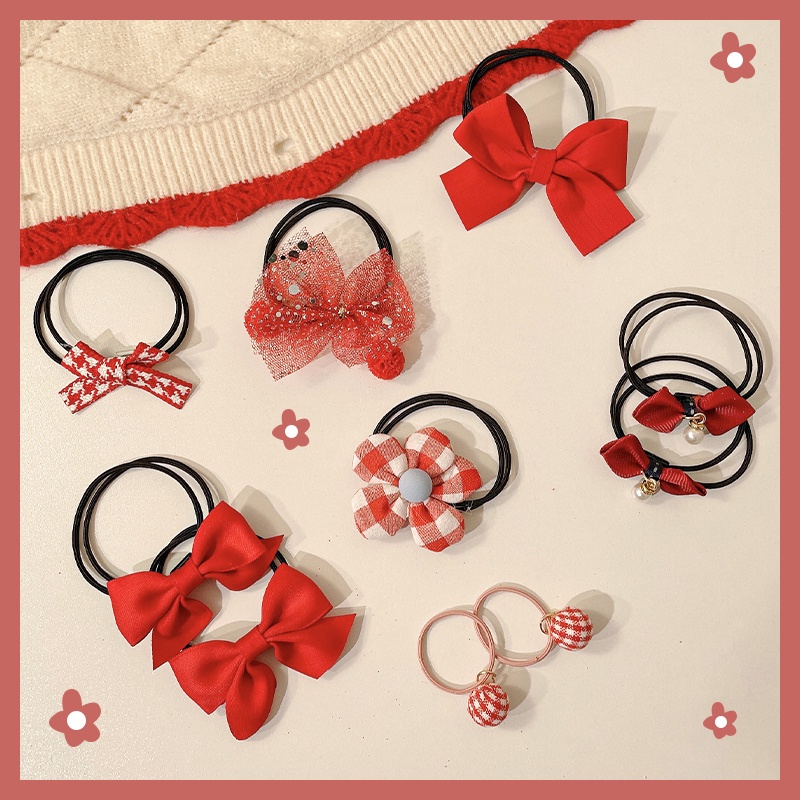 Set 10-12 Dây Buộc Tóc Cao Su Nhiều Màu Sắc Phong Cách Hàn Quốc Cho Bé Gái