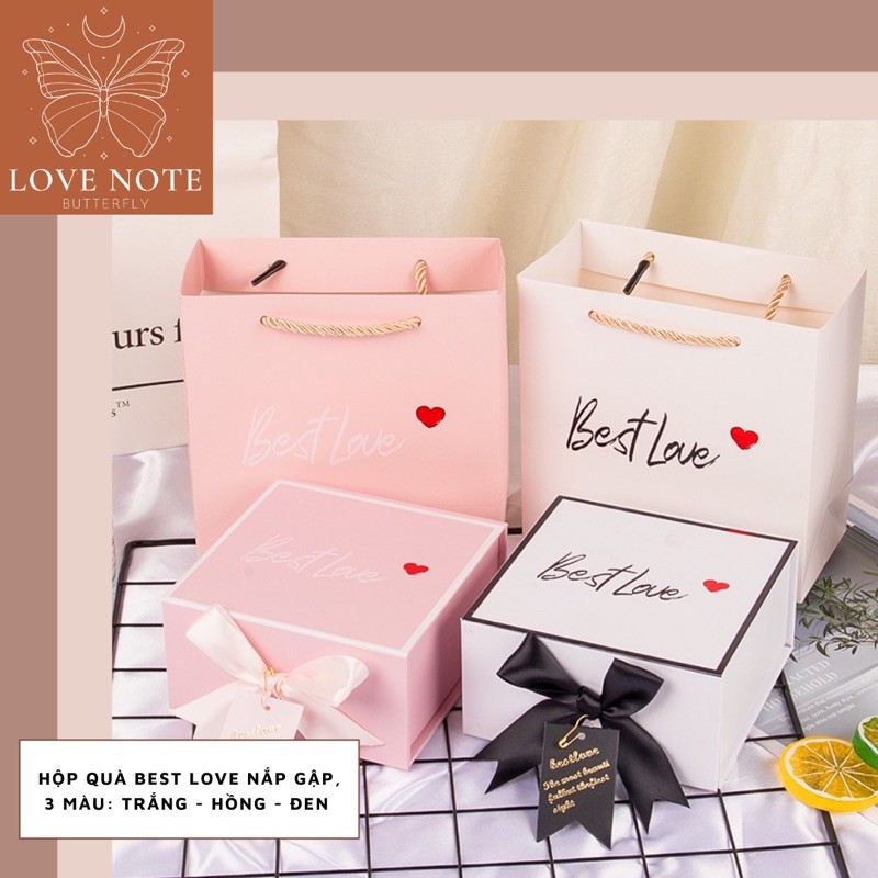 Hộp quà Best Love nắp gập - tặng sinh nhật, valentine 14/2, 8/3 20/10, giáng sinh, noel