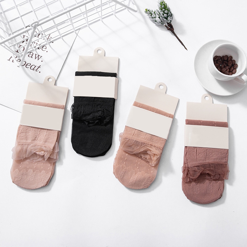 Set 2 Đôi Tất Lụa Xuyên Thấu Chấm Bi Thời Trang Cho Nữ