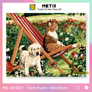 Tranh tô màu số hoá METIS Tranh Động Vật Mèo Và Chó DV007 - Hàng Chính Hãng