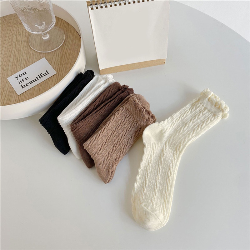 XIXI Vớ cotton dệt kim cổ thấp màu sắc ngọt ngào phong cách lolita thời trang thu đông cho nữ