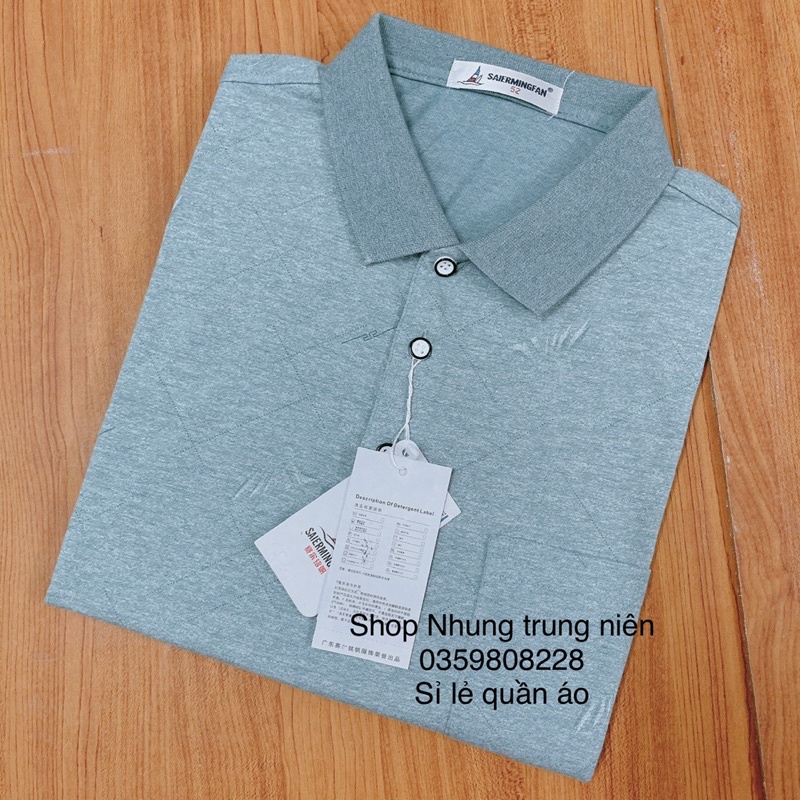 Áo thun nam trung niên cộc tay hình hoa lá chất đẹp không xù không nhăn mềm mịn