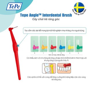 Cây chải kẽ răng góc Tepe Angle Interdental Brush, Vỉ 6 cây