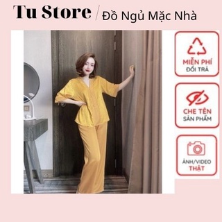Đồ Bộ Mặc Nhà Đồ Lam Đi Chùa Áo Cổ Bà Lai Phối Họa Tiết Kèm Quần Dài Chất Liệu Mềm Mịn Đủ Size Nhiều Màu...