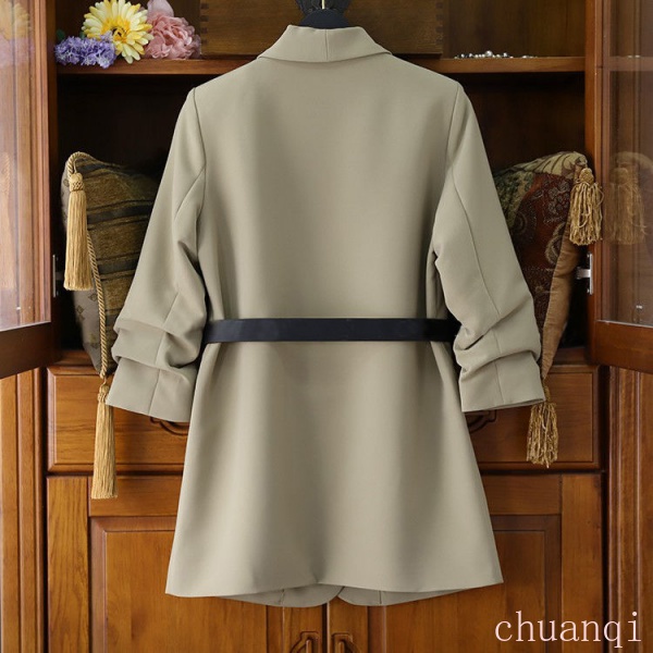 Bộ áo khoác blazer + chân váy lưới dài xếp ly thời trang công sở dành cho nữ