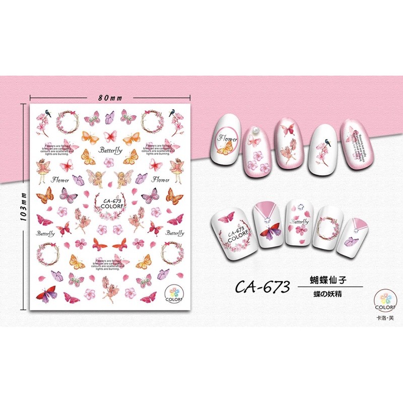 Sticker hoạ tiết bông hồng,hình dán móng hoạ tiết bông hồng trang trí móng tay