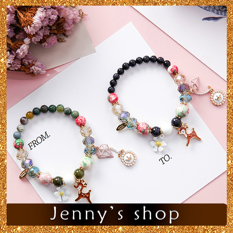 ✨Jenny’s shop✨ Bohemian phong cách quốc gia hoa hồng pha lê vương miện Vòng tay