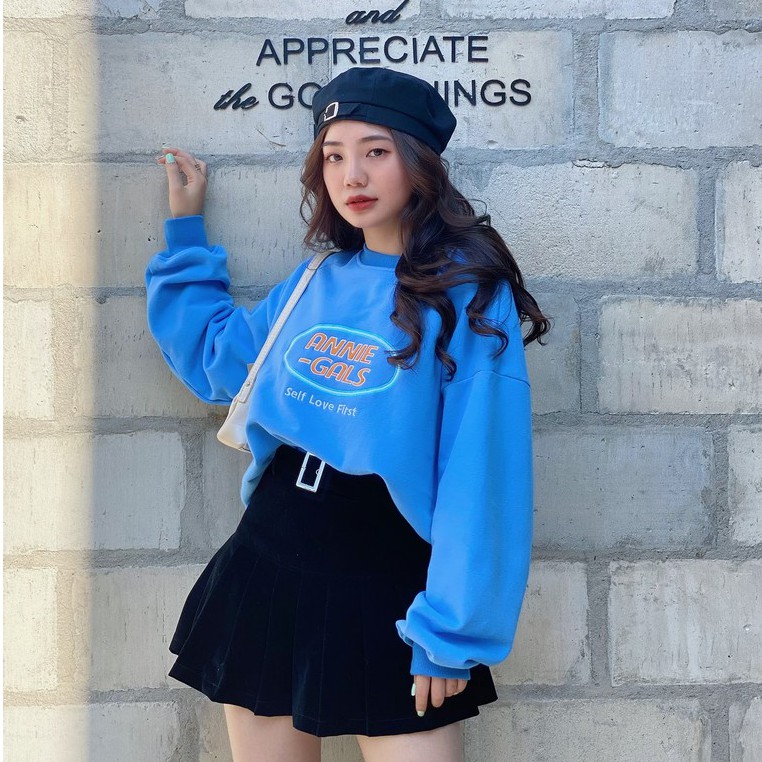 Anniegals - Áo nỉ xanh - Anniegals Sweater | BigBuy360 - bigbuy360.vn