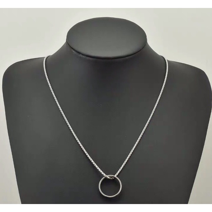 Ring Pendant Chain Necklace dây chuyền vòng cổ titan phối nhẫn không gỉ không đen siêu bền nam nữ unisex