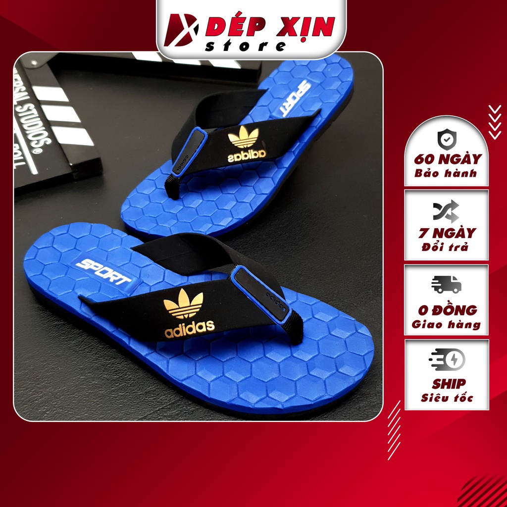 Dép Kẹp ADIDAS Thái Lan cao cấp Đế TPR quai nhung siêu bền nhẹ (Xanh Dương)