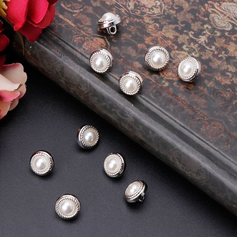 10 Nút Ngọc Trai Giả Bằng Nhựa Hình Số 8 Dùng May Vá Thủ Công DIY