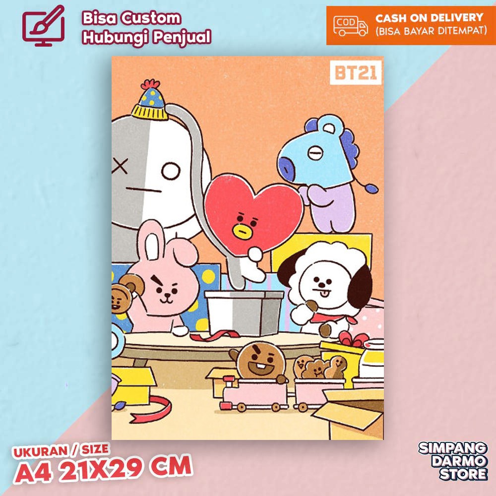 Áp Phích Bt21 Uk. 21x29 cm / Koya Rm Rj Jin Shooky Suga Mang J-Hope Chimmy Jimin Tata V Cooky Jungkook