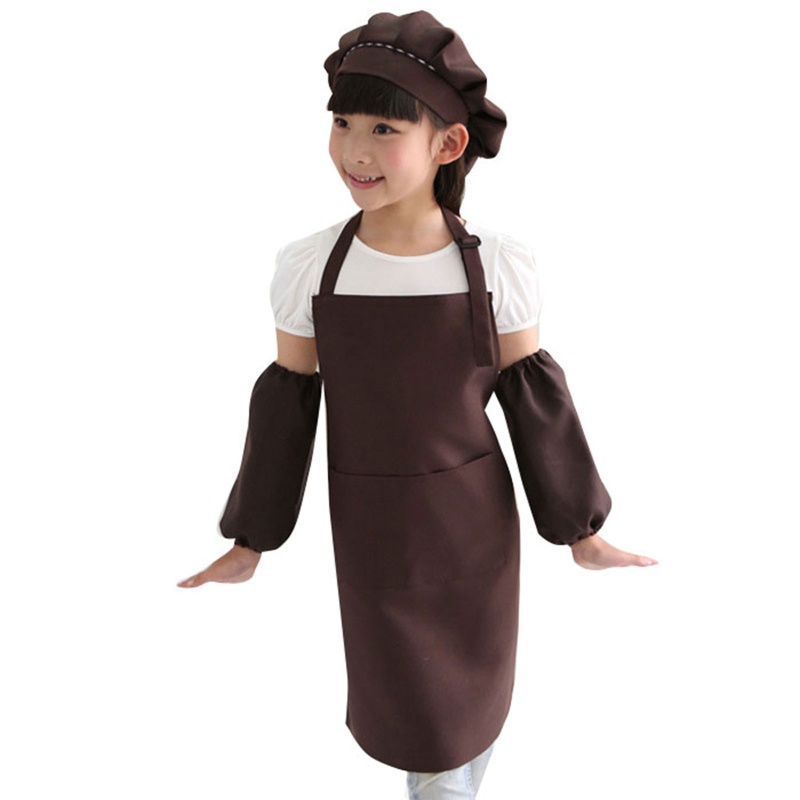 Set 3 Tạp Dề Nấu Ăn Có Tay Áo Và Nón Cho Bé Trai Bé Gái
