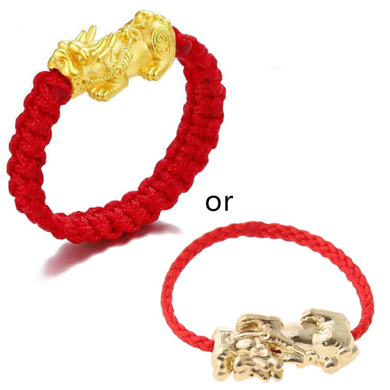 Ivy Pi Xiu Mantra Bead Legendary Auspicious Creature Rings Kabbalah Red String Braided Rings Band Unisex Fashion Jewelry