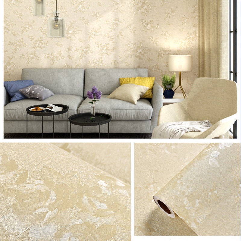 Cuộn giấy dán tường 10m chống ẩm in họa tiết độc đáo trang trí phòng khách/ phòng ngủ