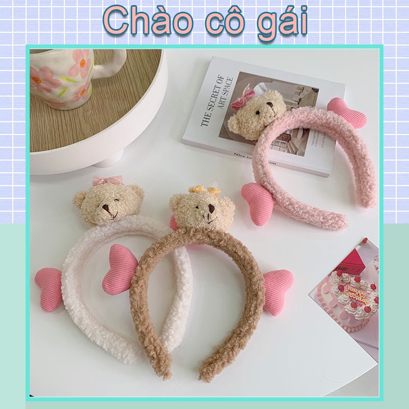 Băng Đô Cài Tóc Hình Gấu Bông Dễ Thương Phong Cách Hàn Quốc Cho Nữ