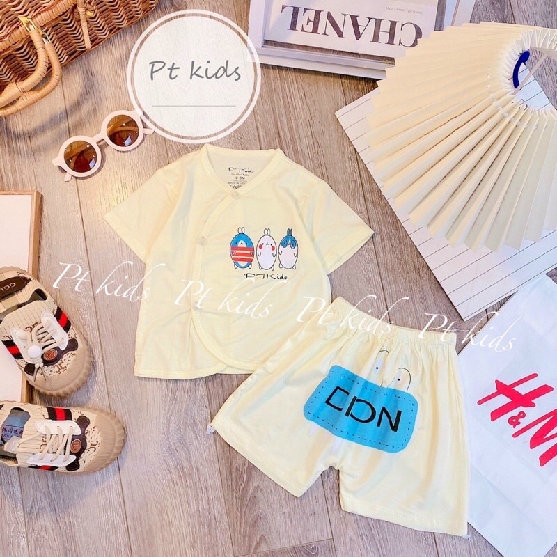 BỘ QUẦN ÁO SƠ SINH CÀI CHÉO TAY NGẮN SIÊU MỀM MẠI