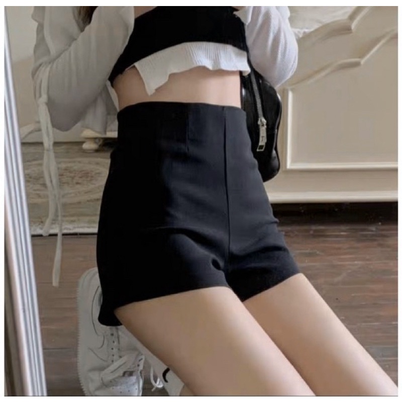 Quần sooc trơn cạp cao siêu hách dáng